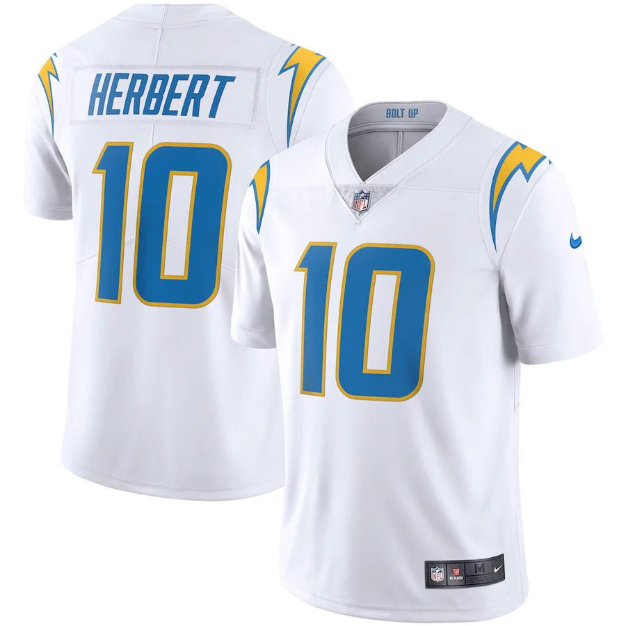 Men Los Angeles Chargers #10 Justin Herbert Nike White Vapor Limited NFL Jersey->youth nfl jersey->Youth Jersey